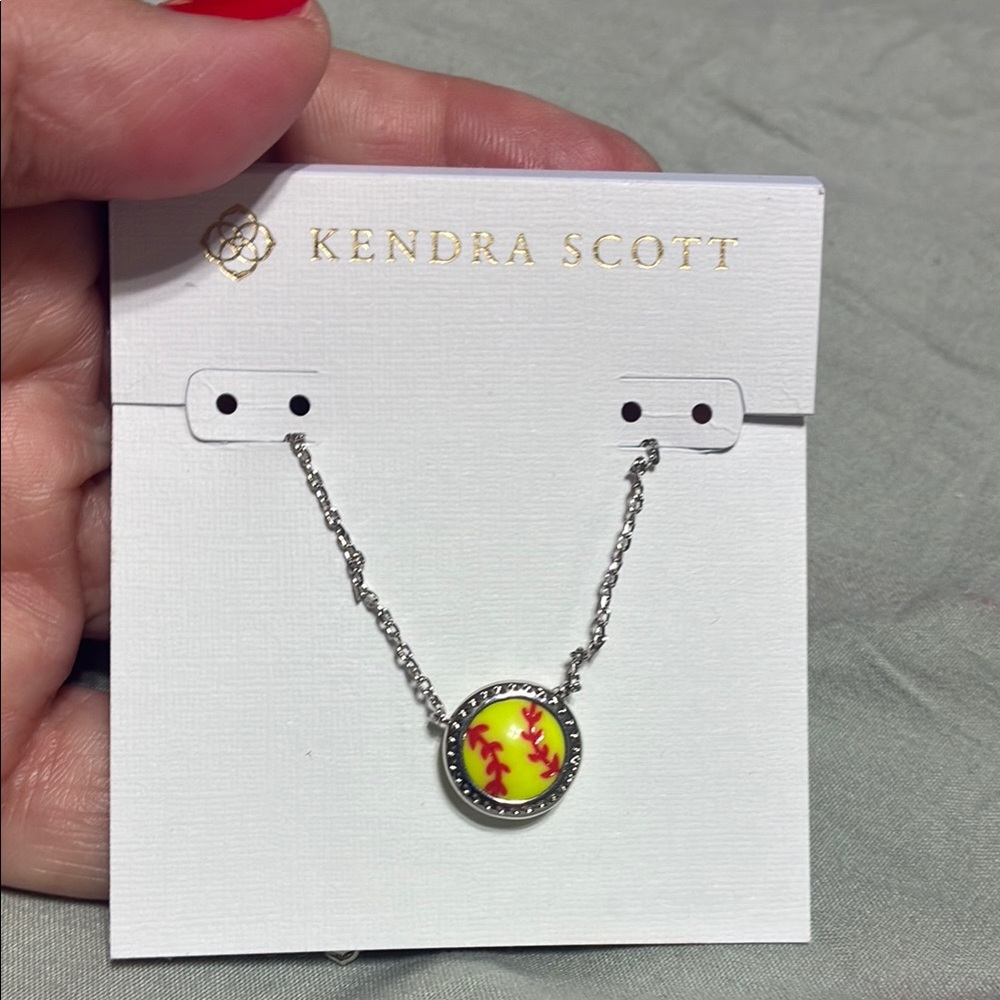 Kendra Scott Silver and Yellow softball Necklace
